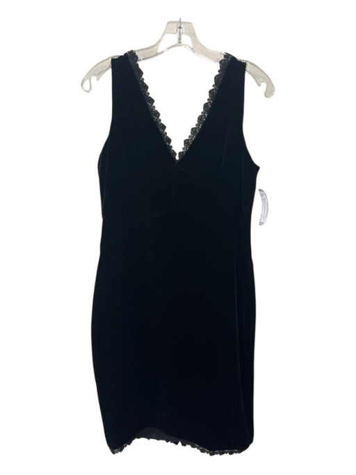 Bloomingdale's Size 8P Black Velvet Lace Trim V Neck Sleeveless Dress Black / 8P