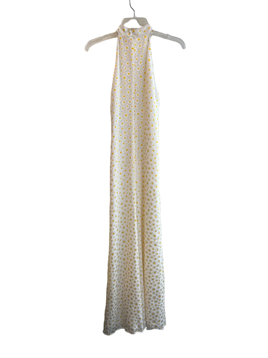 Staud Size 10 White & yellow Viscose & Polyester High Neck lined Daisy Dress