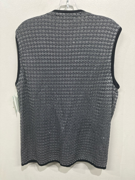 Versace V2 Size M Black & White Cotton Blend Abstract Vest Men's Sweater