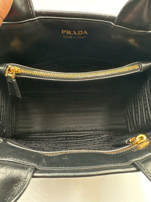 Prada Black Leather Logo Top Handle Strap Incl Certified by Entrupy Bag