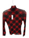 Jean Paul Gaultier Size XS/S Red & Black Mesh Mock Neck Plaid Long Sleeve Top Red & Black / XS/S