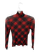 Jean Paul Gaultier Size XS/S Red & Black Mesh Mock Neck Plaid Long Sleeve Top Red & Black / XS/S