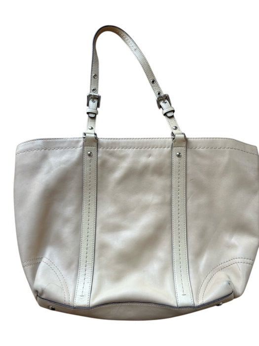 Coach Tan Cowhide Leather Stich detail Silver Hardware Zipper Closure Bag Tan