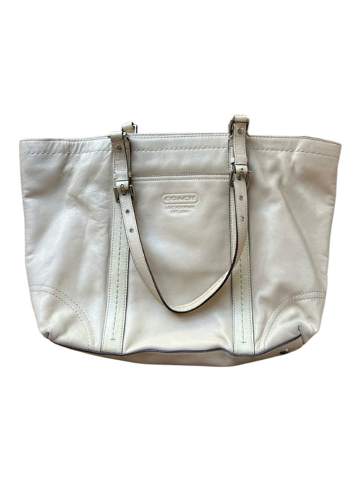 Coach Tan Cowhide Leather Stich detail Silver Hardware Zipper Closure Bag Tan