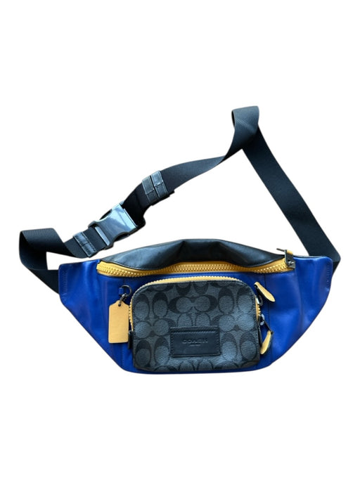 Coach Blue & Black Leather Color Block Bum Bag Men's Bag Blue & Black