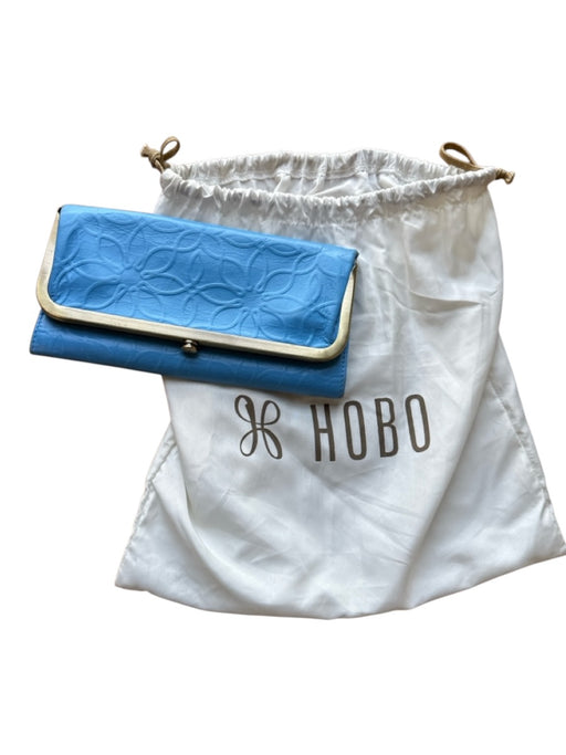 Hobo Cornflower Blue Leather Embossed Gold Hardware Wallets Cornflower Blue