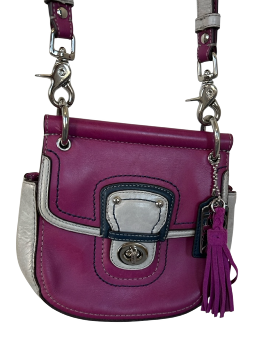 Coach Purple & Gray Leather Turnlock Crossbody SHW Bag Purple & Gray / S