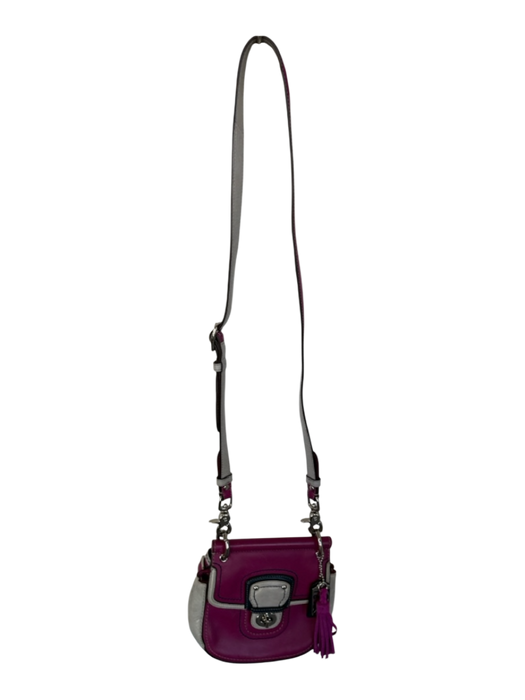 Coach Purple & Gray Leather Turnlock Crossbody SHW Bag Purple & Gray / S