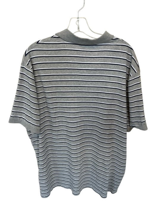 Polo Ralph Lauren Size XL Gray & Navy Print Cotton Striped Men's Polo Gray & Navy Print / XL