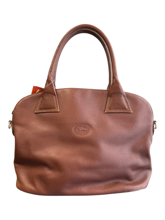 Longchamp Brown Leather Zip Close Satchel Logo Shoulder & Crossbody Bag Brown / M
