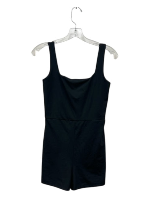 Reformation Size S Black Polyester Stretch Square Neck Romper Black / S