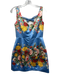 Damaris Bailey Size XS Blue & Multi Polyester Satin Floral Sleeveless Dress Blue & Multi / XS