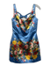 Damaris Bailey Size XS Blue & Multi Polyester Satin Floral Sleeveless Dress Blue & Multi / XS