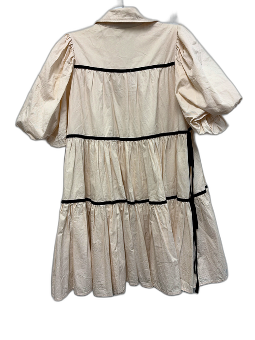 Sofie the Label Size S Cream White & Black Cotton Contrast Trim Dress Cream White & Black / S