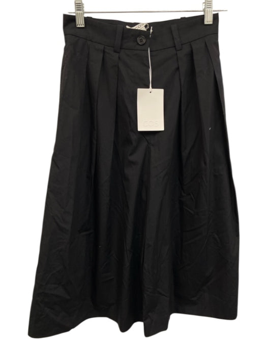 COS Size 2 Black Cotton Pleated Front Wide Leg Culotte Cropped Pants Black / 2