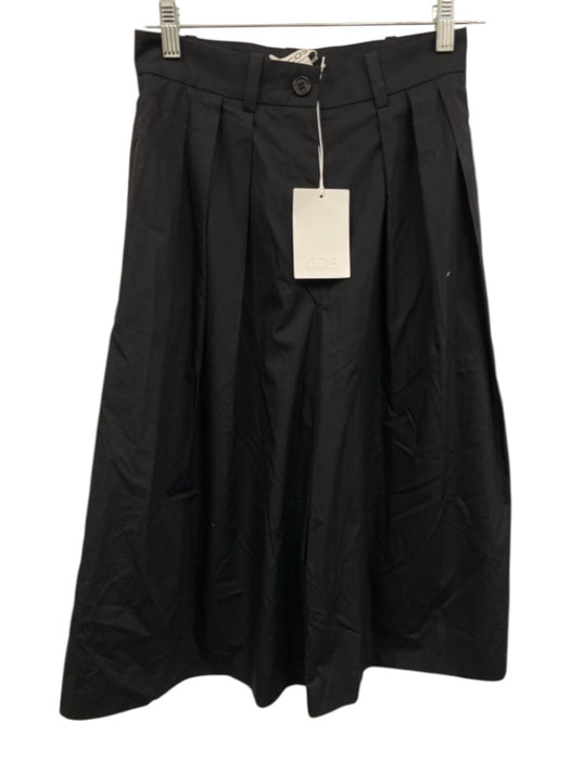 COS Size 2 Black Cotton Pleated Front Wide Leg Culotte Cropped Pants Black / 2