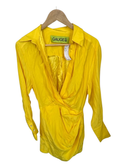 Gauge81 Size S Yellow Silk Long Sleeve Rhinestone Dress Yellow / S