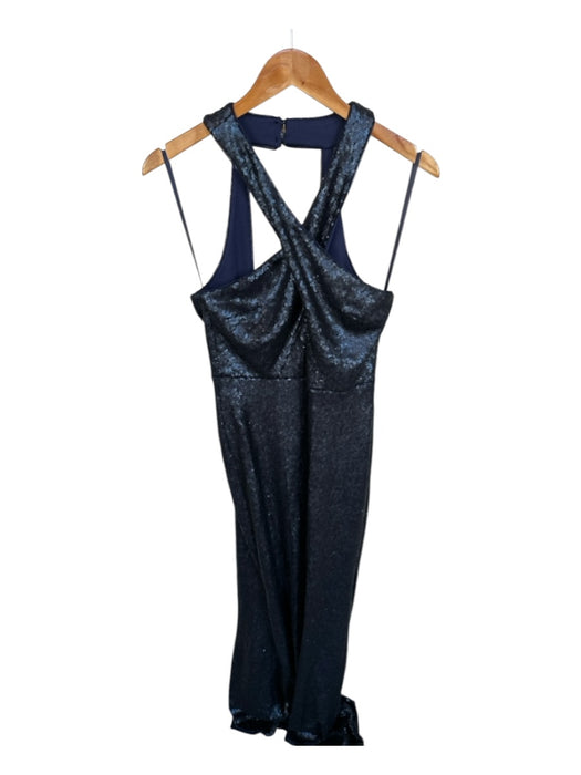 Aqua Size S Navy Sequin Halter Neck Sleeveless Gown Navy / S