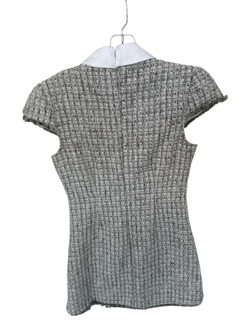 Likely Size 4 Brown & White Cotton Blend Cap Sleeve Tweed Collar Dress Brown & White / 4
