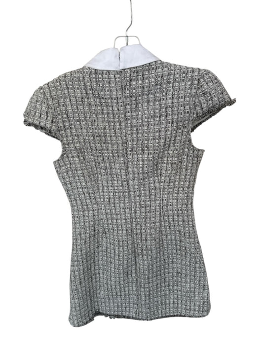 Likely Size 4 Brown & White Cotton Blend Cap Sleeve Tweed Collar Dress Brown & White / 4