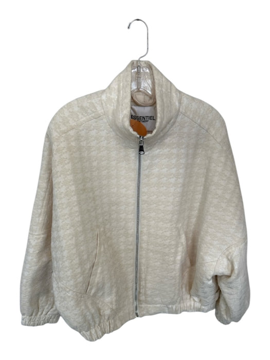 Essentiel Antwerp Size S Cream Polyester jaquard Full ZIp Bomber Jacket Cream / S