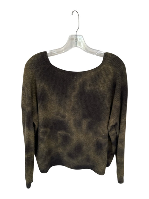Line Size S Green & Black Cashmere Long Sleeve Tie Dye Knit V Neck Sweater Green & Black / S