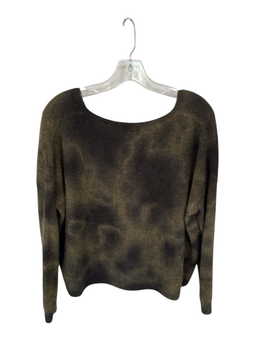 Line Size S Green & Black Cashmere Long Sleeve Tie Dye Knit V Neck Sweater Green & Black / S