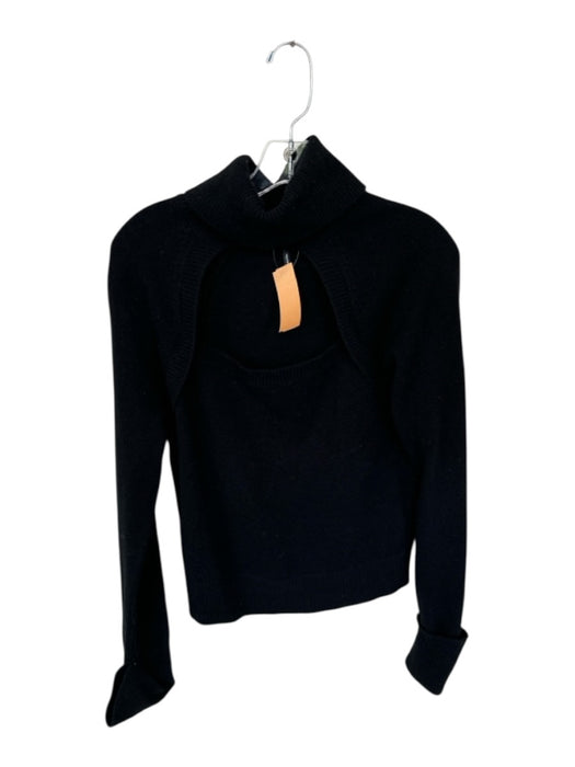 Paige Size Est S/M Black Wool Blend Turtle Neck Keyhole Front Sweater Black / Est S/M