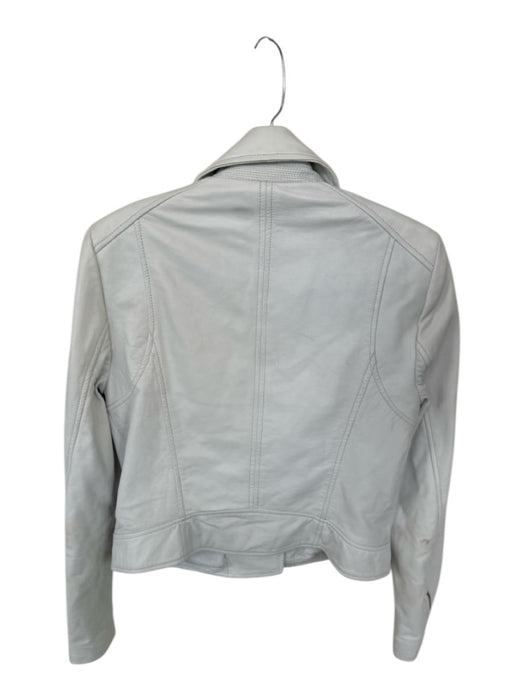 Lamarque Size M Bone Leather Long Sleeve Silver Hardware Moto Jacket Bone / M