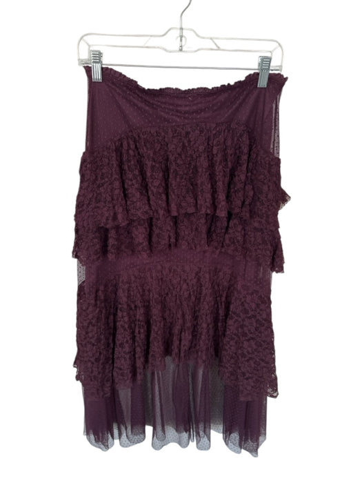 Free People Size S Plum Lace Elastic Waist Tiered Swiss Dot Maxi Skirt Plum / S