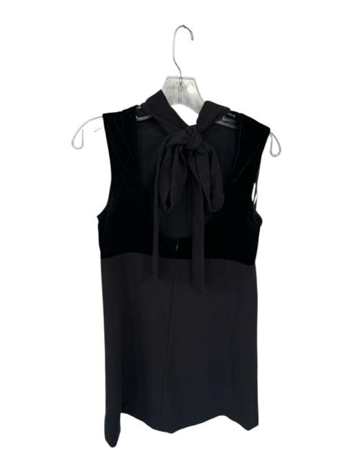 Staud Size S Black Polyester Blend Mock Neck Velvet Accents Sleeveless Dress Black / S