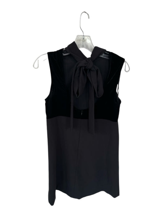 Staud Size S Black Polyester Blend Mock Neck Velvet Accents Sleeveless Dress Black / S