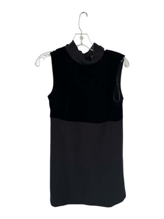 Staud Size S Black Polyester Blend Mock Neck Velvet Accents Sleeveless Dress Black / S