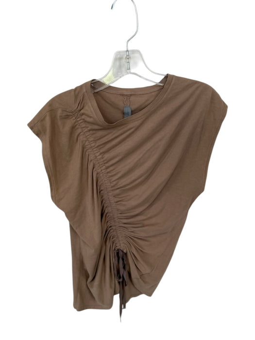 Raquel Allegra Size 2/M Coffee Cotton Cap Sleeve Drawstring front Top Coffee / 2/M