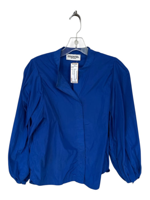 Essentiel Antwerp Size 4 Cobalt Polyester Long Balloon Sleeve Button Down Top Cobalt / 4