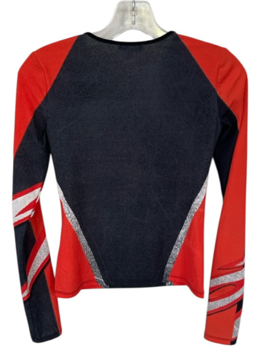 Miaou Size S Red & Charcoal Print Nylon Blend Long Sleeve Abstract Top Red & Charcoal Print / S