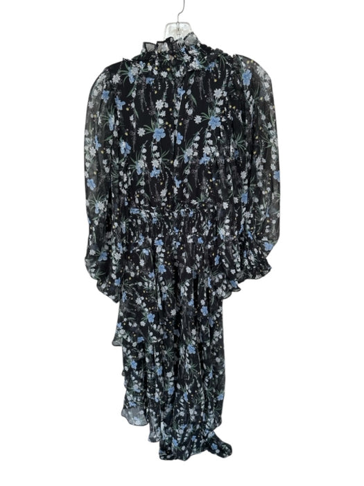 Elliatt Size Est S Black & Green Polyester Long Balloon Sleeve Botanical Dress Black & Green / Est S