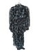 Elliatt Size Est S Black & Green Polyester Long Balloon Sleeve Botanical Dress Black & Green / Est S