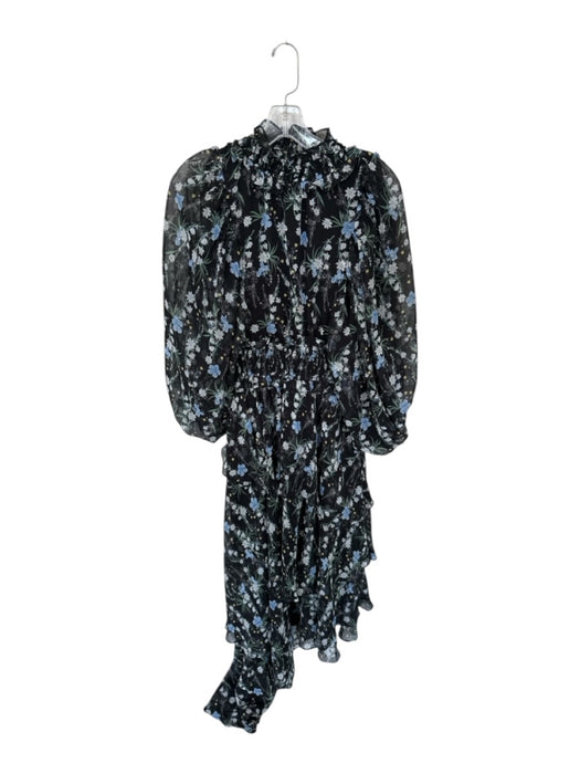 Elliatt Size Est S Black & Green Polyester Long Balloon Sleeve Botanical Dress Black & Green / Est S