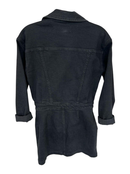 GRLFRND Size S Black Cotton Blend Long Sleeve Snap buttons Collar Denim Dress Black / S