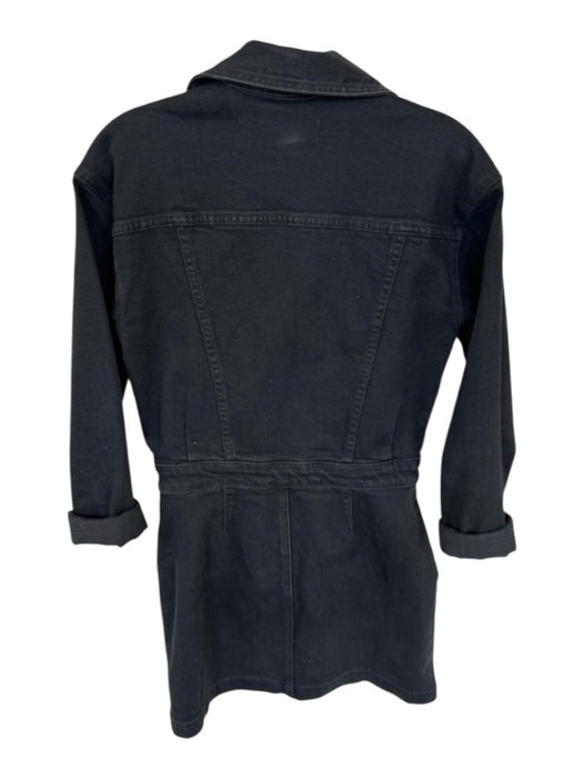 GRLFRND Size S Black Cotton Blend Long Sleeve Snap buttons Collar Denim Dress Black / S