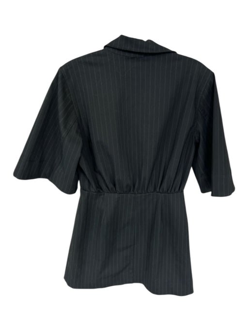 Ganni Size 38 Black & Green Cotton 3/4 Balloon Sleeve Pinstripe Collar Dress Black & Green / 38
