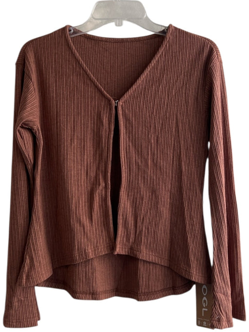 OGL Size XS Brown Viscose Blend Hook & Eye Long Flare Sleeve Ribbed Sweater Brown / XS