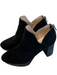 Pelle Moda Shoe Size 6.5 Black Suede Block Heel Back Zip Almond Toe Booties Black / 6.5