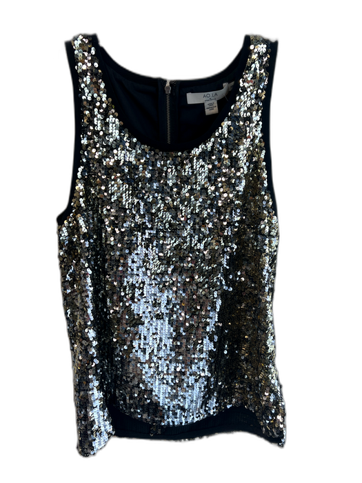 AO.LA Size XS Gold Polyester Blend Scoop Neck Back Zip Sleeveless Top Gold / XS