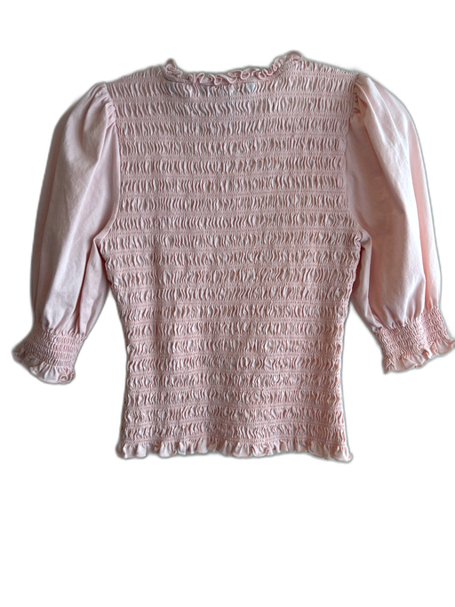 Veronica Beard Size XS Pink Missing Fabric Tag Smocked high neck Cropped Top Pink / XS