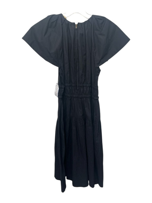 Ulla Johnson Size 2 Black Cotton Cap Sleeve Drawstring Waist Gathered Dress Black / 2