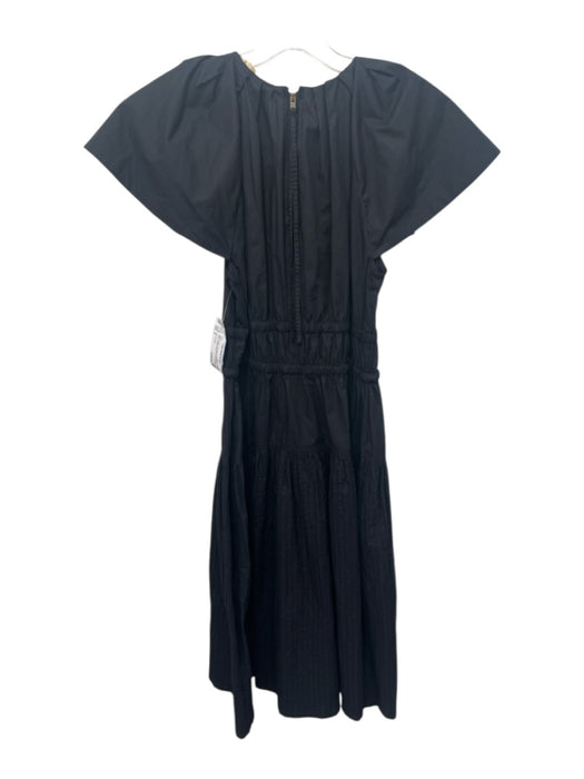 Ulla Johnson Size 2 Black Cotton Cap Sleeve Drawstring Waist Gathered Dress Black / 2