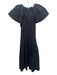 Ulla Johnson Size 2 Black Cotton Cap Sleeve Drawstring Waist Gathered Dress Black / 2
