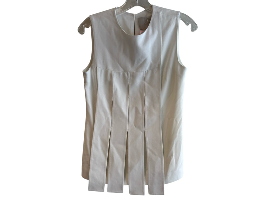 Jason Wu Size 2 Cream Acetate Blend Round Neck Back Button Sleeveless Top Cream / 2